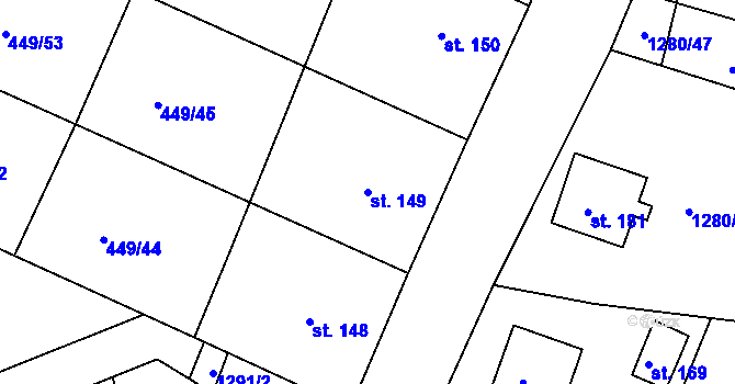 Parcela st. 149 v KÚ Plenkovice, Katastrální mapa