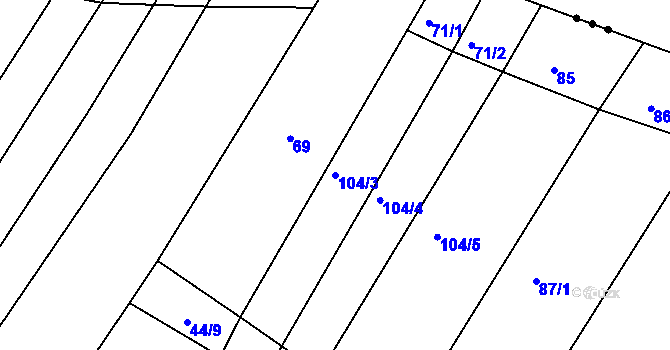 Parcela st. 104/3 v KÚ Plenkovice, Katastrální mapa