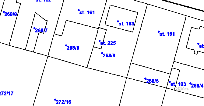 Parcela st. 268/9 v KÚ Plenkovice, Katastrální mapa