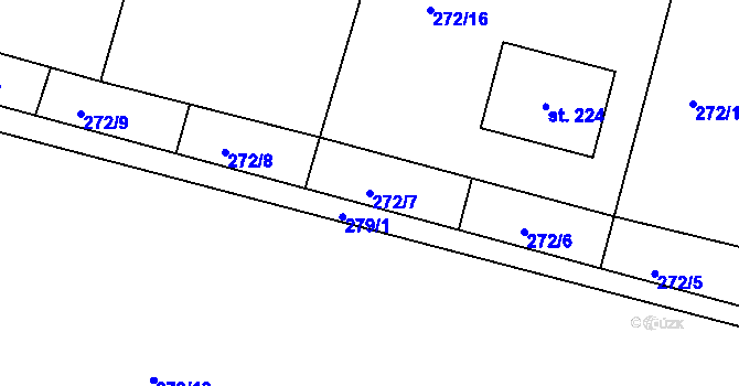 Parcela st. 272/7 v KÚ Plenkovice, Katastrální mapa