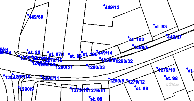 Parcela st. 449/14 v KÚ Plenkovice, Katastrální mapa