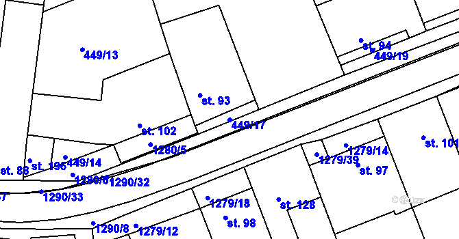 Parcela st. 449/17 v KÚ Plenkovice, Katastrální mapa