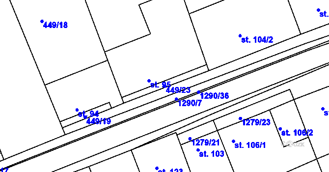 Parcela st. 449/23 v KÚ Plenkovice, Katastrální mapa