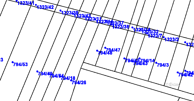 Parcela st. 794/48 v KÚ Plenkovice, Katastrální mapa