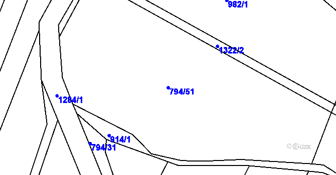 Parcela st. 794/51 v KÚ Plenkovice, Katastrální mapa