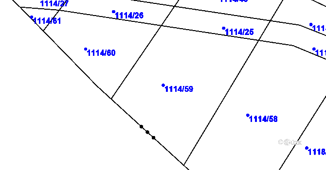 Parcela st. 1114/59 v KÚ Plenkovice, Katastrální mapa