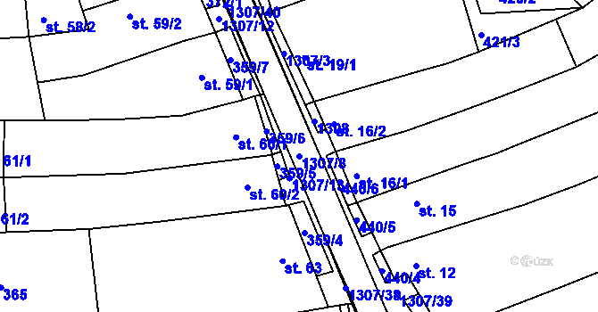Parcela st. 1307/8 v KÚ Plenkovice, Katastrální mapa