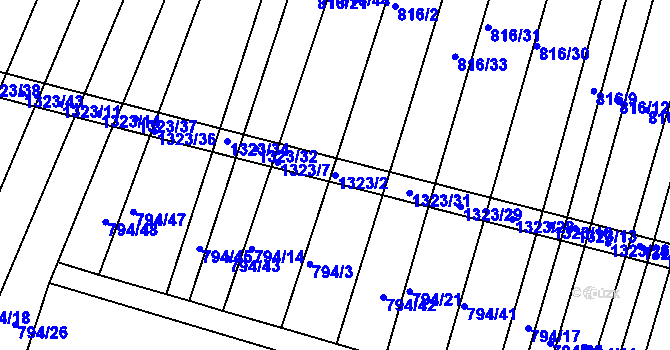 Parcela st. 1323/2 v KÚ Plenkovice, Katastrální mapa