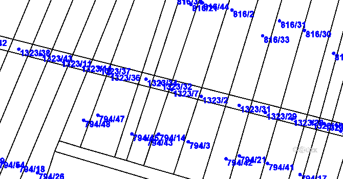 Parcela st. 1323/7 v KÚ Plenkovice, Katastrální mapa