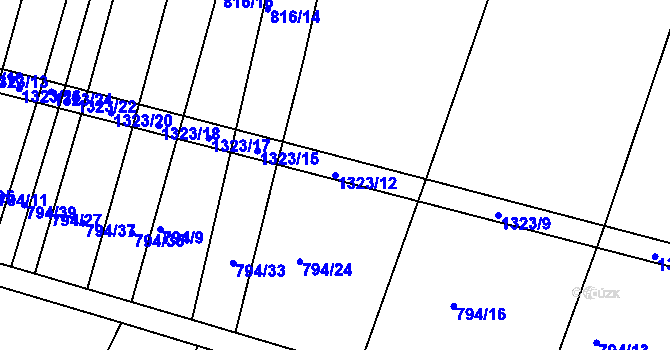 Parcela st. 1323/12 v KÚ Plenkovice, Katastrální mapa