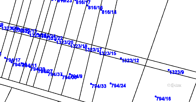 Parcela st. 1323/15 v KÚ Plenkovice, Katastrální mapa