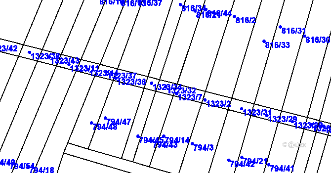 Parcela st. 1323/32 v KÚ Plenkovice, Katastrální mapa