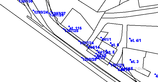 Parcela st. 1307/24 v KÚ Plenkovice, Katastrální mapa