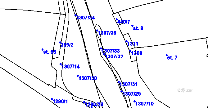 Parcela st. 1307/32 v KÚ Plenkovice, Katastrální mapa