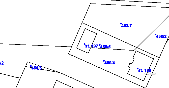 Parcela st. 197 v KÚ Plenkovice, Katastrální mapa