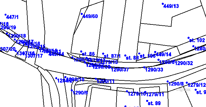 Parcela st. 87/1 v KÚ Plenkovice, Katastrální mapa