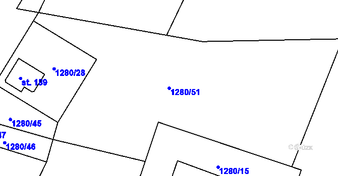 Parcela st. 1280/51 v KÚ Plenkovice, Katastrální mapa