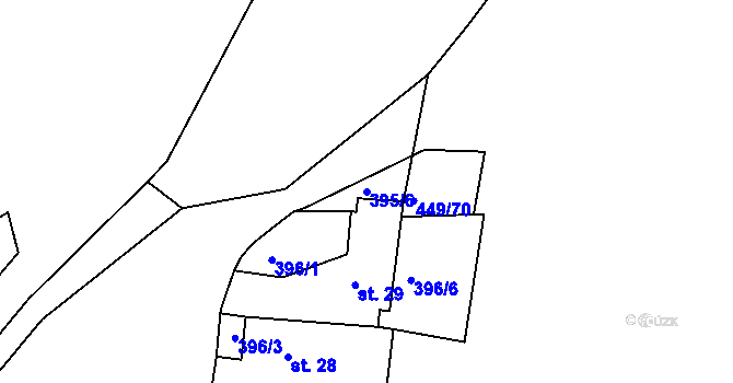 Parcela st. 395/6 v KÚ Plenkovice, Katastrální mapa
