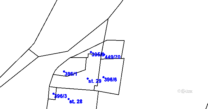 Parcela st. 449/70 v KÚ Plenkovice, Katastrální mapa