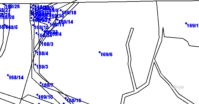 Parcela st. 169/6 v KÚ Krbice, Katastrální mapa
