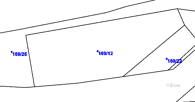 Parcela st. 169/12 v KÚ Krbice, Katastrální mapa