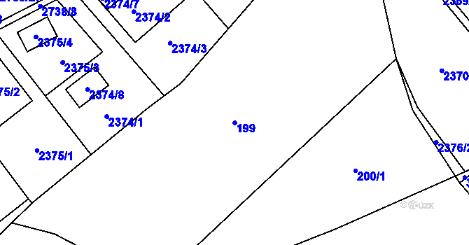 Parcela st. 199 v KÚ Krbice, Katastrální mapa