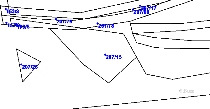 Parcela st. 207/15 v KÚ Krbice, Katastrální mapa