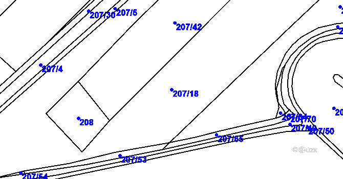 Parcela st. 207/18 v KÚ Krbice, Katastrální mapa