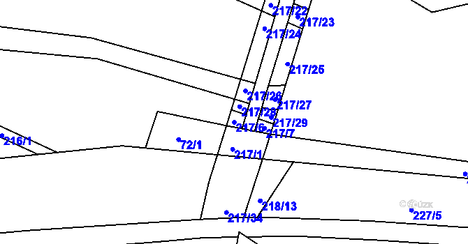 Parcela st. 217/6 v KÚ Krbice, Katastrální mapa