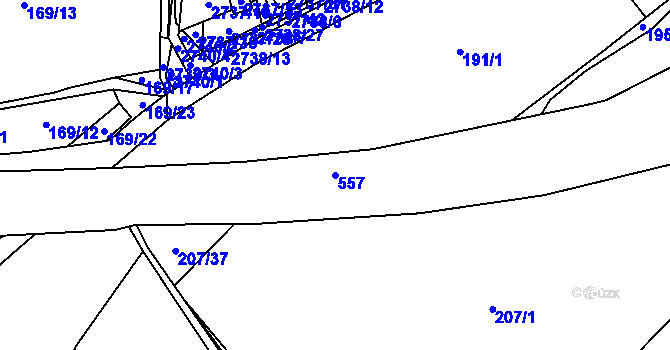 Parcela st. 557 v KÚ Krbice, Katastrální mapa