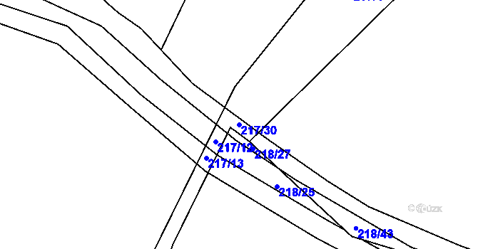 Parcela st. 217/30 v KÚ Krbice, Katastrální mapa