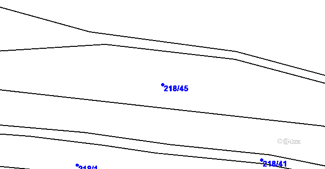 Parcela st. 218/45 v KÚ Krbice, Katastrální mapa