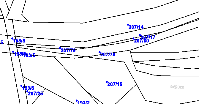 Parcela st. 207/78 v KÚ Krbice, Katastrální mapa