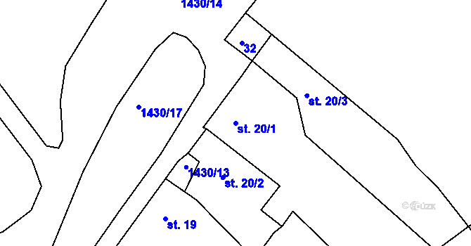 Parcela st. 20/1 v KÚ Krč u Protivína, Katastrální mapa
