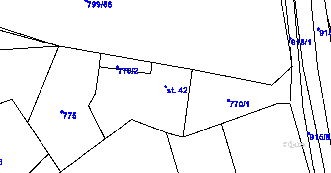 Parcela st. 42 v KÚ Krč u Protivína, Katastrální mapa
