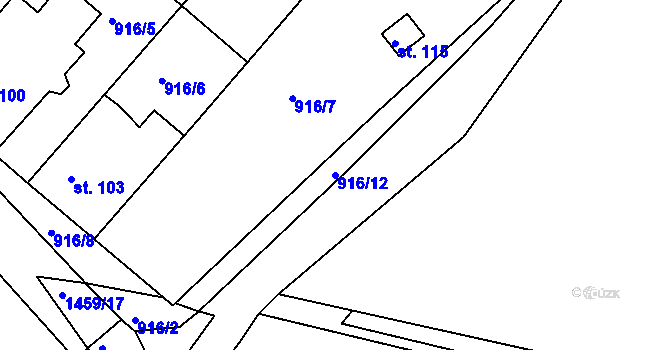 Parcela st. 916/12 v KÚ Krč u Protivína, Katastrální mapa
