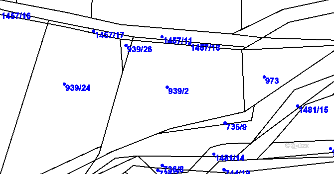 Parcela st. 939/2 v KÚ Krč u Protivína, Katastrální mapa