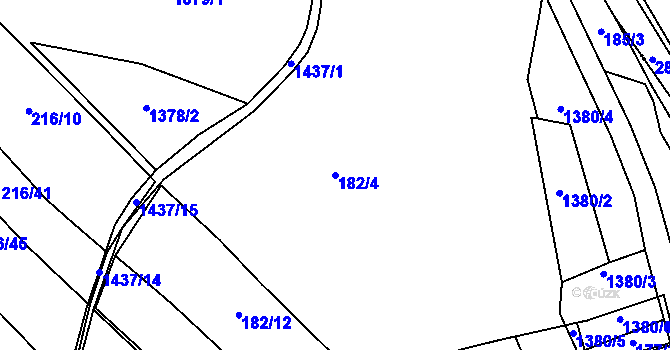 Parcela st. 182/4 v KÚ Krč u Protivína, Katastrální mapa