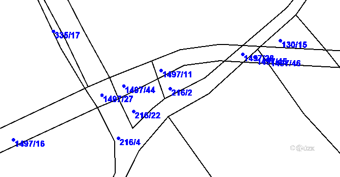 Parcela st. 216/2 v KÚ Krč u Protivína, Katastrální mapa