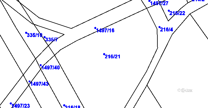 Parcela st. 216/21 v KÚ Krč u Protivína, Katastrální mapa