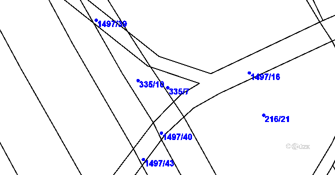 Parcela st. 335/7 v KÚ Krč u Protivína, Katastrální mapa