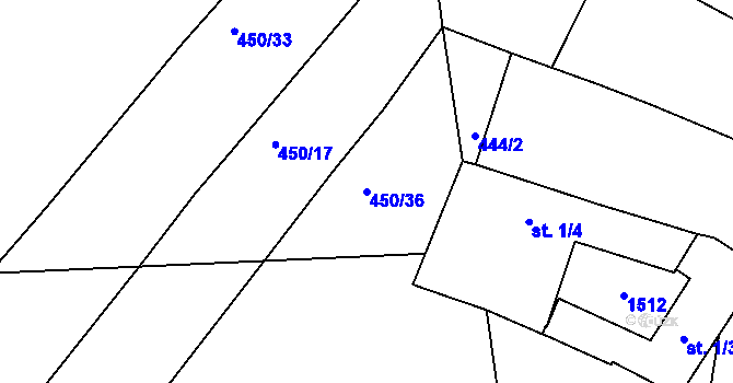 Parcela st. 450/36 v KÚ Krč u Protivína, Katastrální mapa