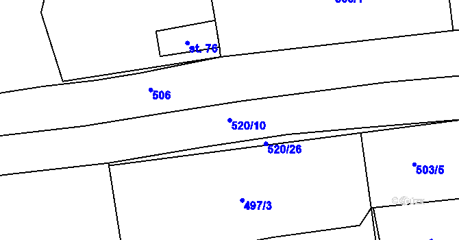 Parcela st. 520/10 v KÚ Krč u Protivína, Katastrální mapa