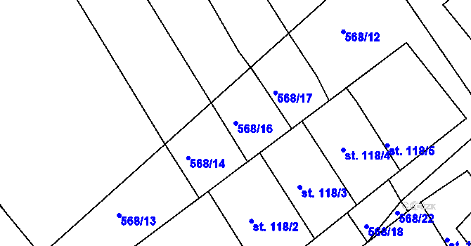 Parcela st. 568/16 v KÚ Krč u Protivína, Katastrální mapa