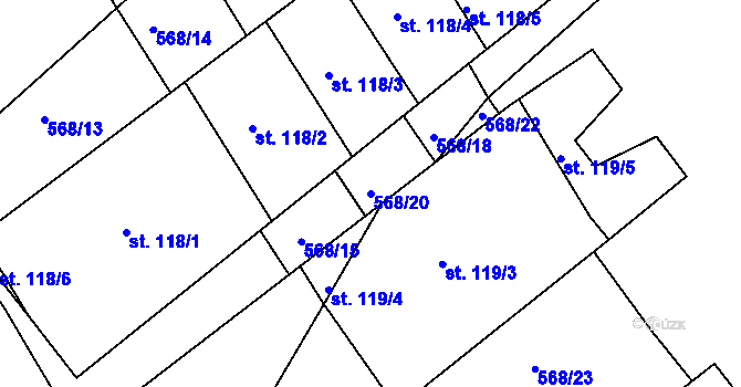 Parcela st. 568/20 v KÚ Krč u Protivína, Katastrální mapa