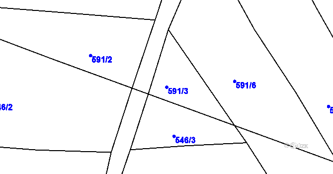 Parcela st. 591/3 v KÚ Krč u Protivína, Katastrální mapa
