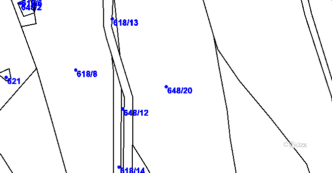 Parcela st. 648/20 v KÚ Krč u Protivína, Katastrální mapa