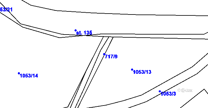 Parcela st. 717/9 v KÚ Krč u Protivína, Katastrální mapa