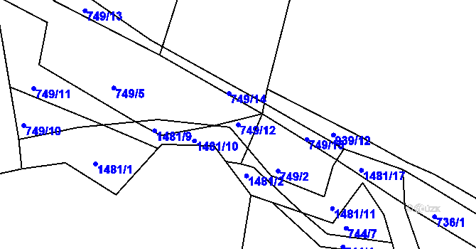 Parcela st. 749/12 v KÚ Krč u Protivína, Katastrální mapa