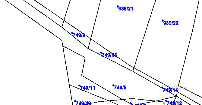 Parcela st. 749/13 v KÚ Krč u Protivína, Katastrální mapa